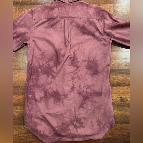 Pacsun Men Dress Shirt Size Small Light Bleached Purple 100% Cotton Tie Dye - Picture 6 of 6